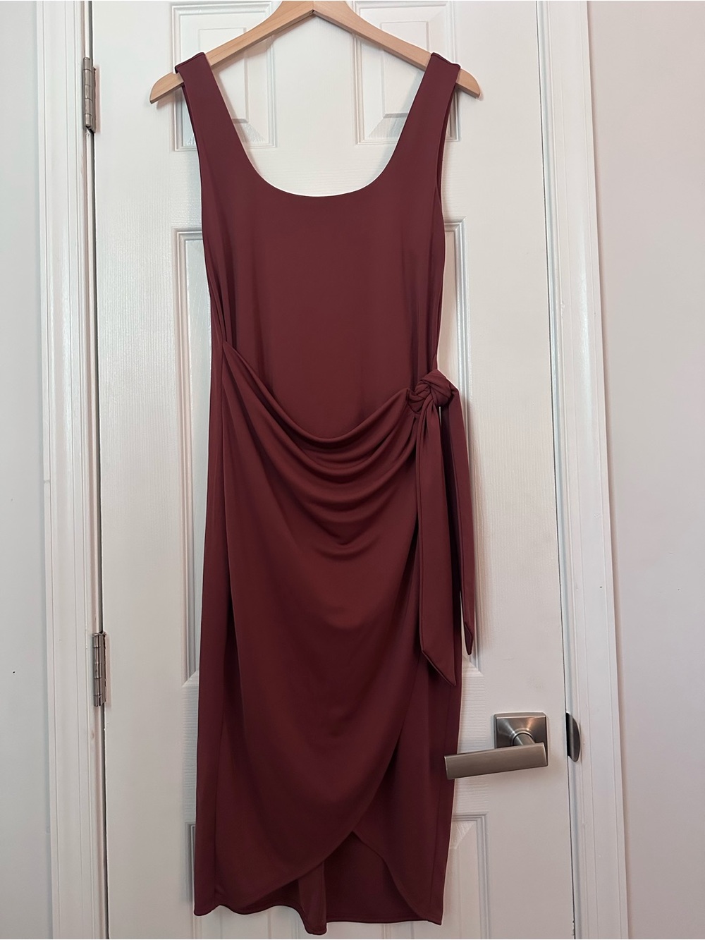 Express Sleeveless Draped Knot Midi Dress - Wine/Burgundy